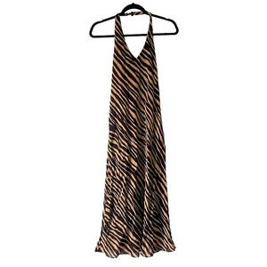Jessica Howard vintage brown and tan animal print halter dress size 6